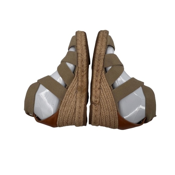 Tory Burch Beige Slip On Strappy Wedge Espadrille Sandals Size 8 Women’s - Picture 6 of 10